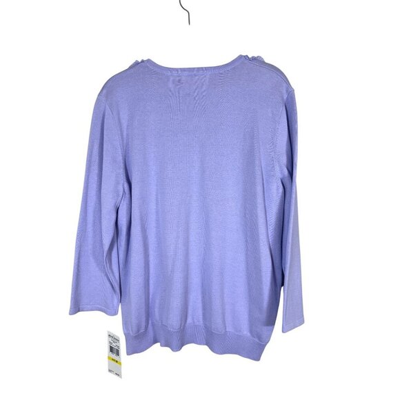 Alfred Dunner Sequin Knit Sweater M Purple Cardigan Boho Western Preppy Classic - Picture 4 of 10